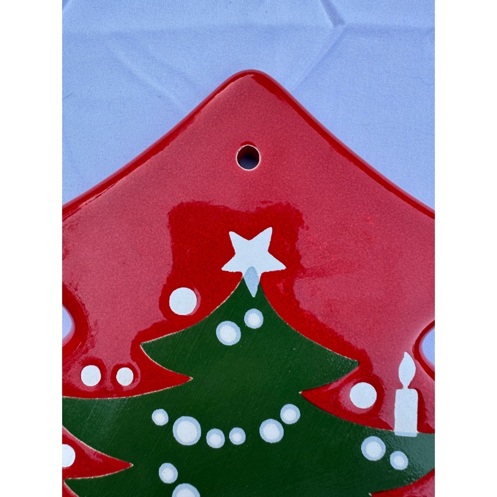 Vintage Waechtersbach Christmas Tree Trivet Wall Hanging Red Western Germany - Picture 2 of 7